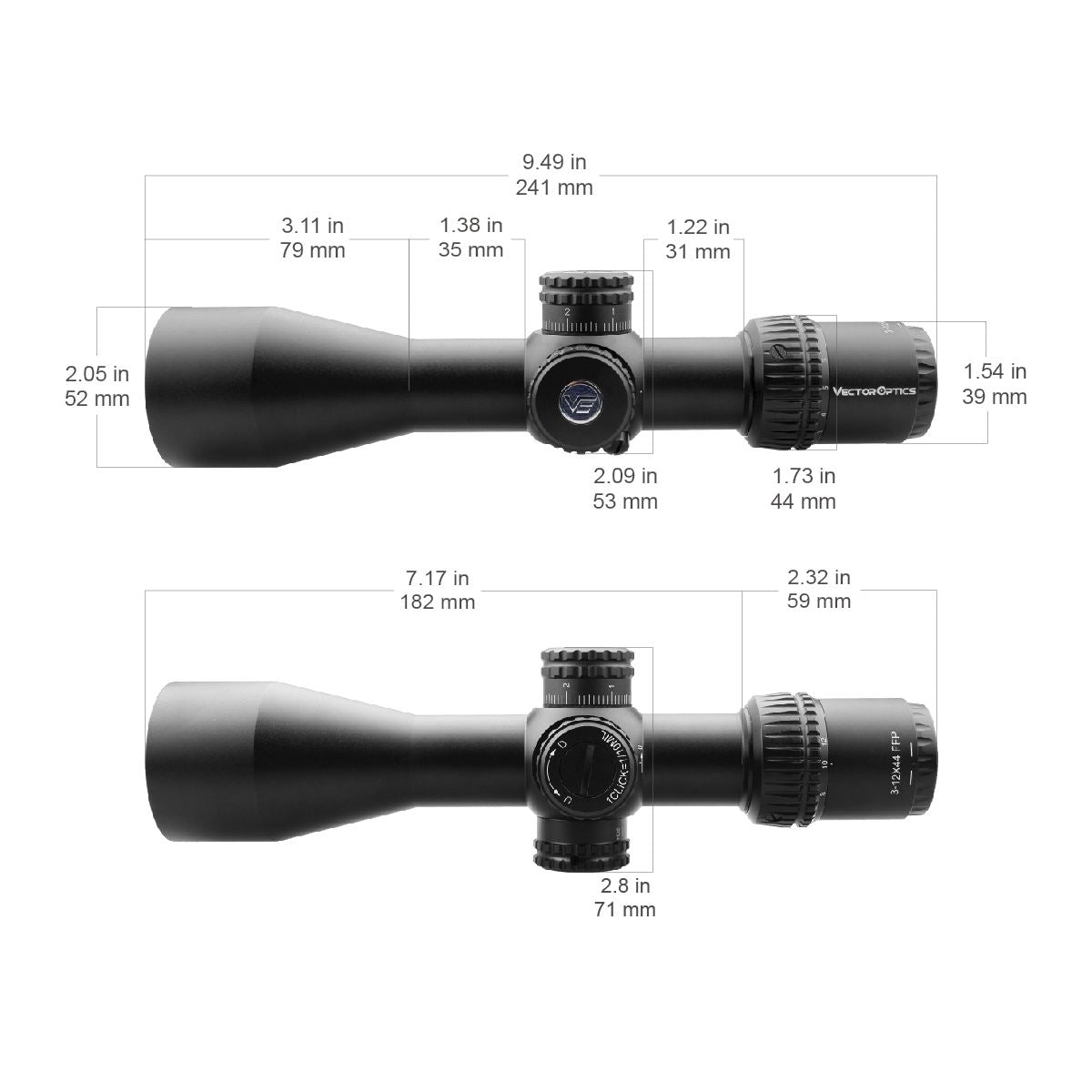 Vector Optics Veyron 3-12x44 FFP compact rifle scope Vector Optics