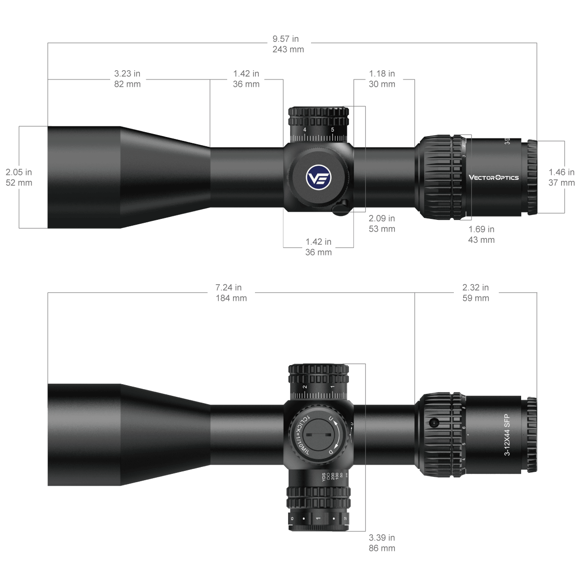Vector Optics Veyron 3-12x44IR SFP compact rifle scope Vector Optics