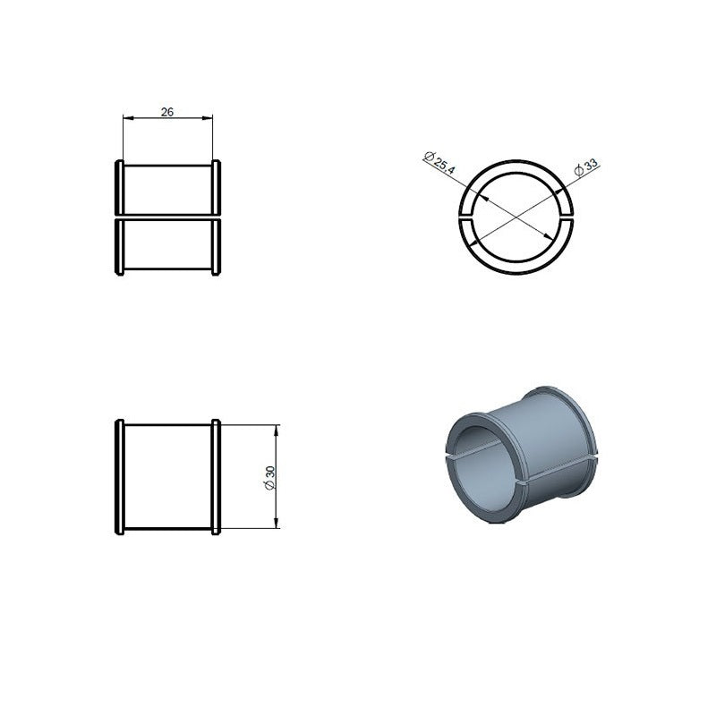 Scope rings reduction 30mm to 1" | 2pcs